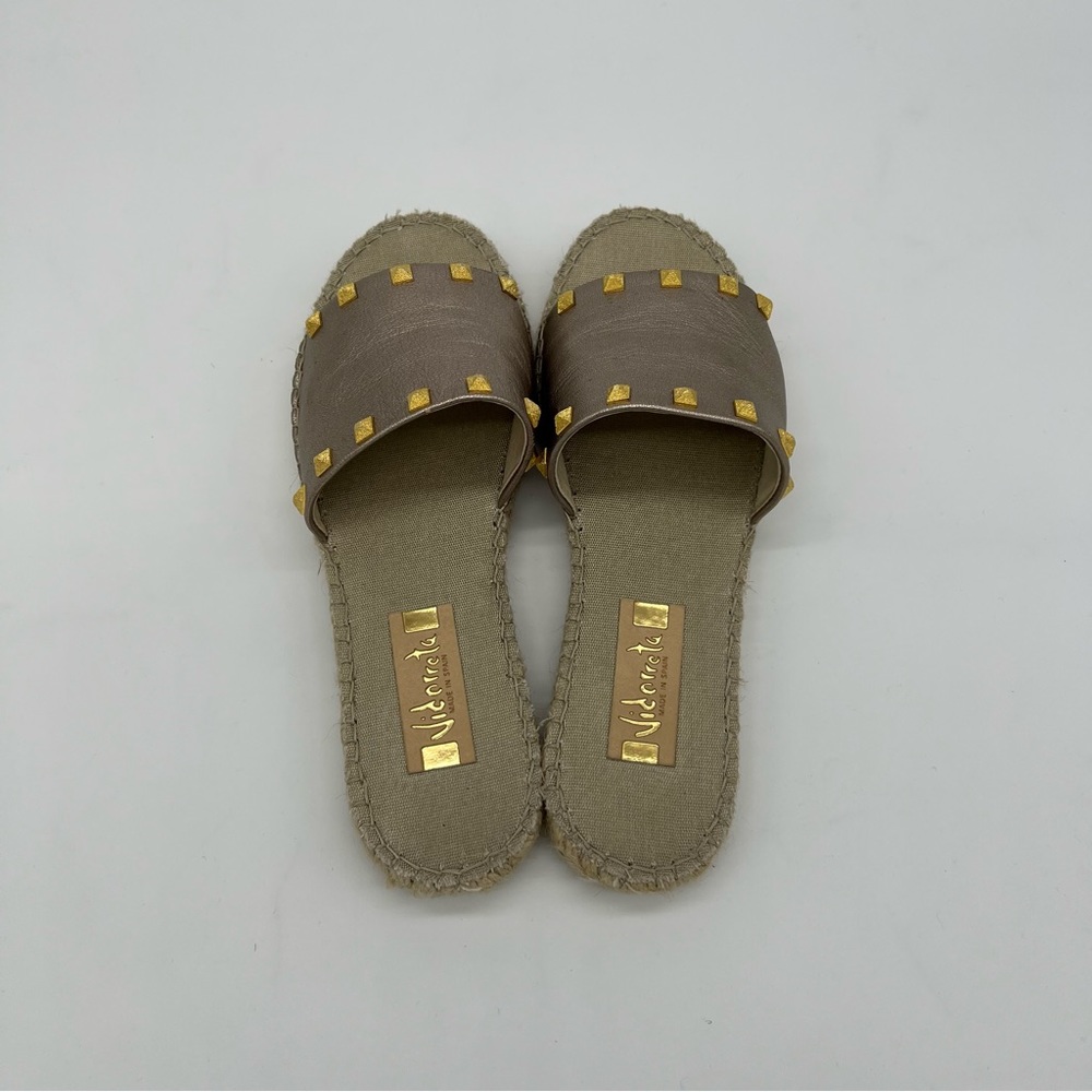 Vidorreta Espadrille Sandals Metallic Studded Slides Flats Size 10 Women - Picture 9 of 17